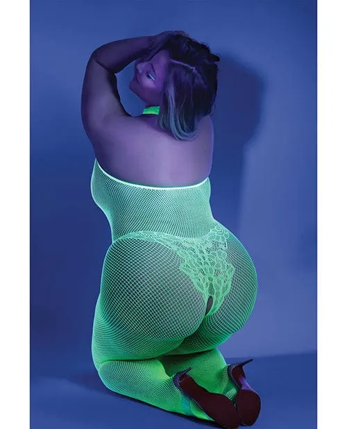 Glow Black Light Crotchless Bodystocking Neon Green One Size Fits Most Plus Size Fantasy Lingerie Teddies And Bodies Glow Black Light Crotchless Bodystocking Neon Green One Size Fits Most Plus Size Fantasy Lingerie Teddies And Bodies