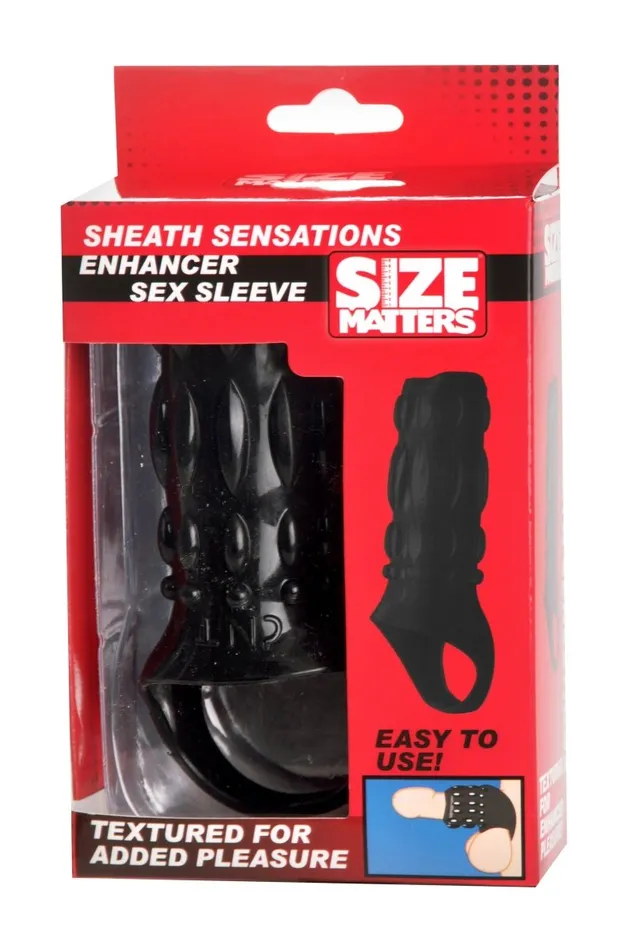 Sheath Sensations Enhancer Sex Sleeve Black XR Brands Size Matters Male Sex Toys