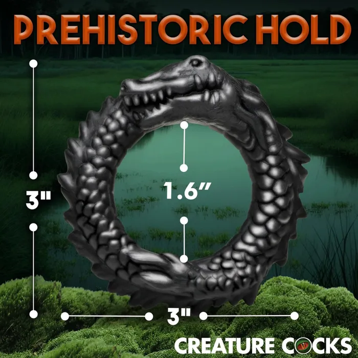 XR Brands Creature Cocks Anal Black Caiman Silicone Cock Ring Black XR Brands Creature Cocks Anal Black Caiman Silicone Cock Ring Black