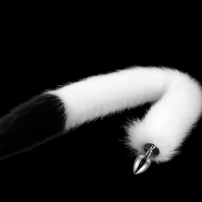 Anal HSYI FAUX WHITE AND BLACK FOX TAIL WITH EARS ANAL PLUG SET