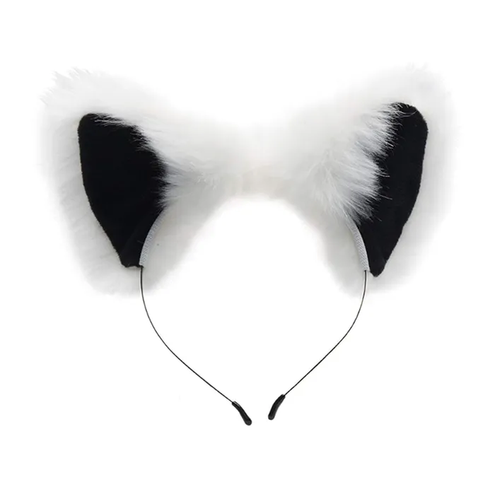 Anal HSYI FAUX WHITE AND BLACK FOX TAIL WITH EARS ANAL PLUG SET